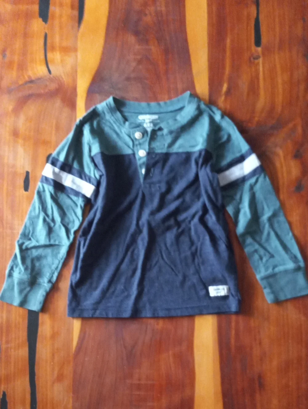 OshKosh B'gosh Boys Colorblock Varsity Stripe Long Sleeve Henley Tee